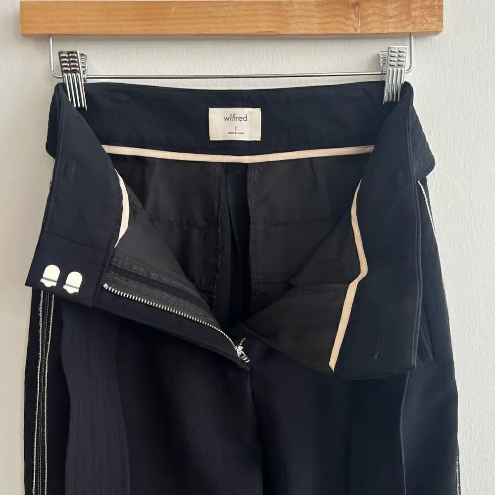 Aritzia Wilfred Tie-Front Black High Rise Ankle Pants Trousers Women’s Size 2
